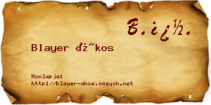 Blayer Ákos névjegykártya